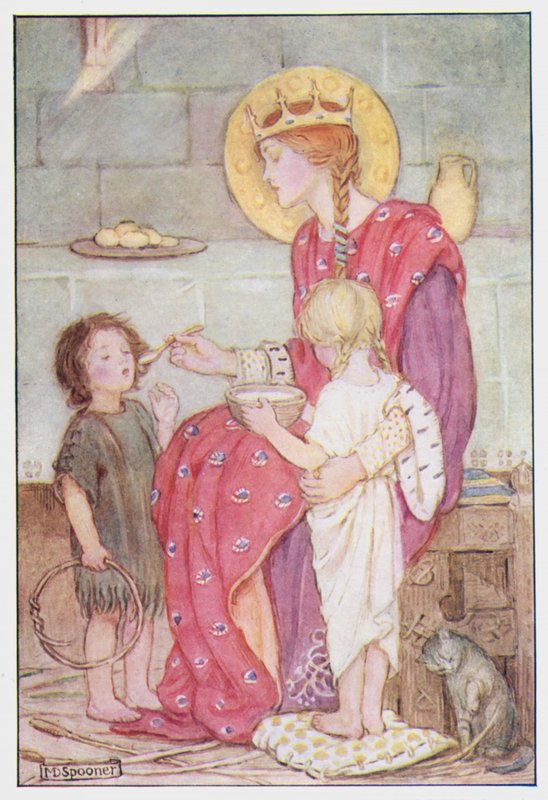 Santa Margarita de Escocia (litografía en color) de Minnie Didbin Spooner