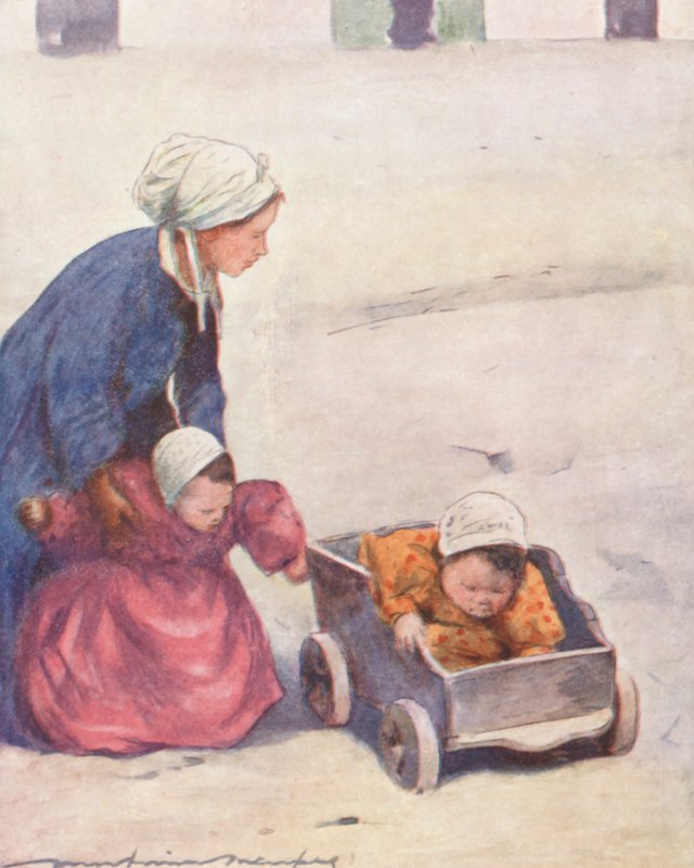 Minding the Babies (litografía en color) de Mortimer Ludington Menpes