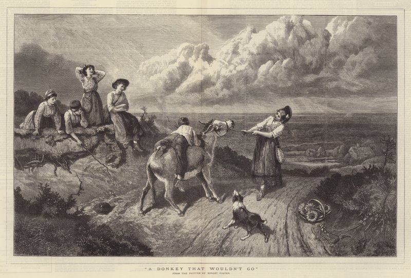 Un Burro que no quería avanzar de Myles Birket Foster
