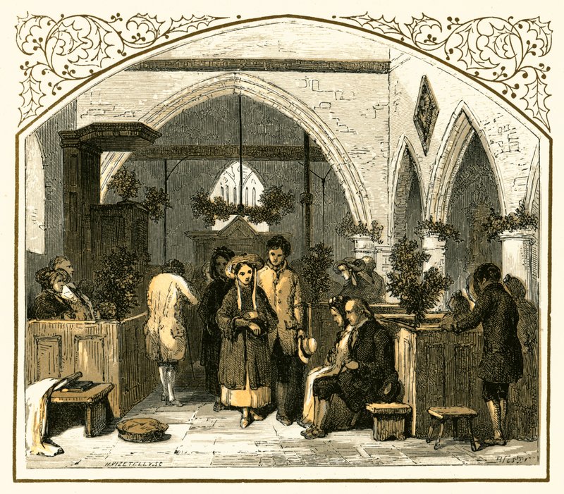 Decoración de la iglesia en Navidad de Myles Birket Foster