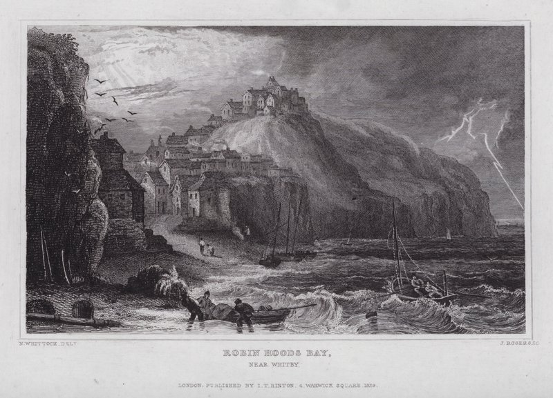 Bahía de Robin Hood, cerca de Whitby de Nathaniel (after) Whittock