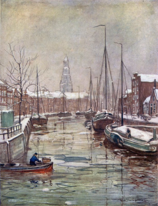 Un canal de Groningen a principios del invierno de Nico Jungman
