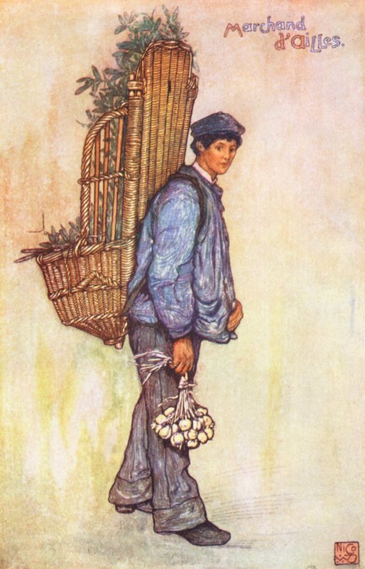 Un vendedor ambulante, Falaise (litografía en color) de Nico Jungmann