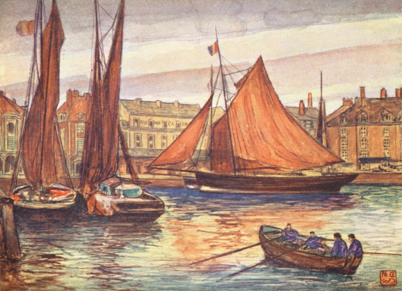 El muelle, Dieppe (litografía en color) de Nico Jungmann