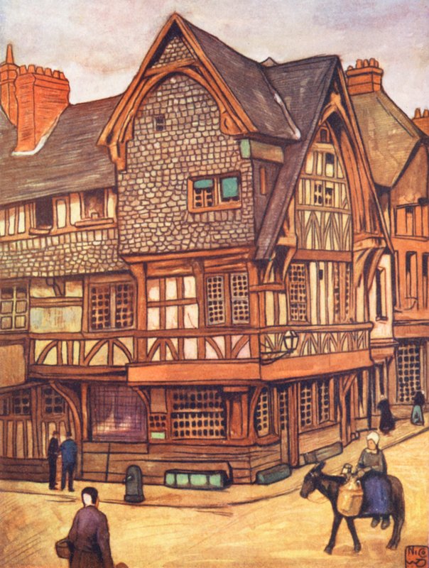Casa de madera, Lisieux (litografía en color) de Nico Jungmann