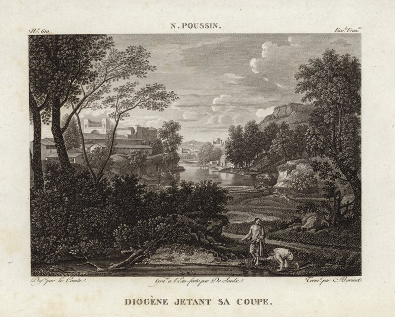 Diógenes tirando su copa de Nicolas Poussin