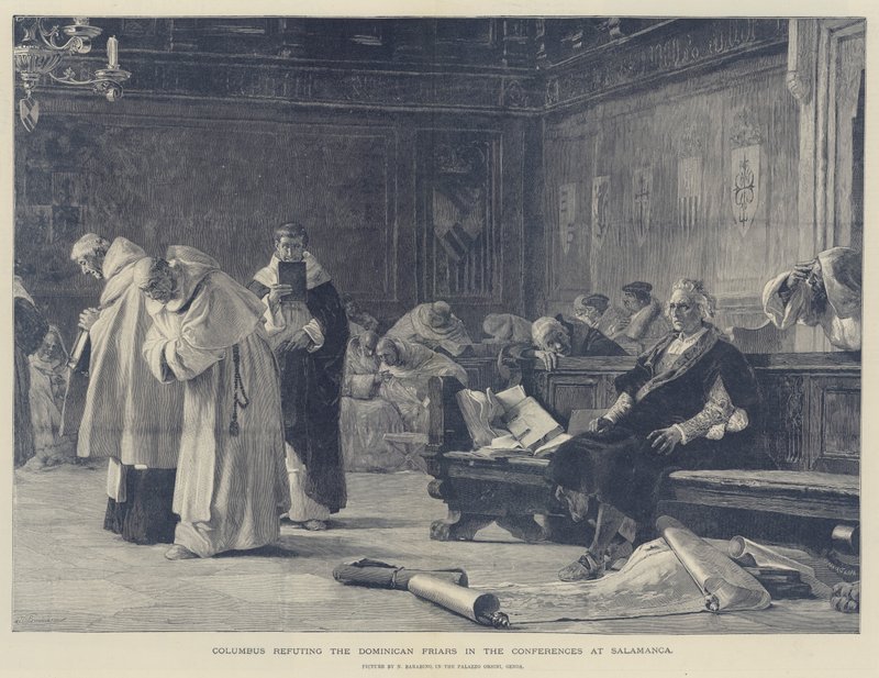 Colón refutando a los frailes dominicos en las conferencias de Salamanca de Nicolo Barabino