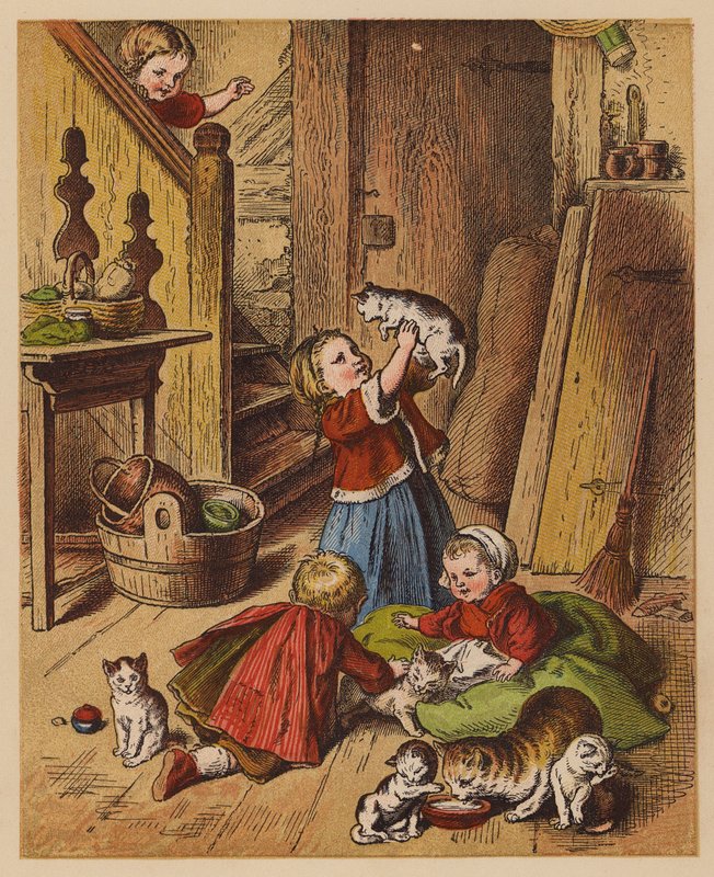 Little Kittens (litografía en color) de Oskar Pletsch