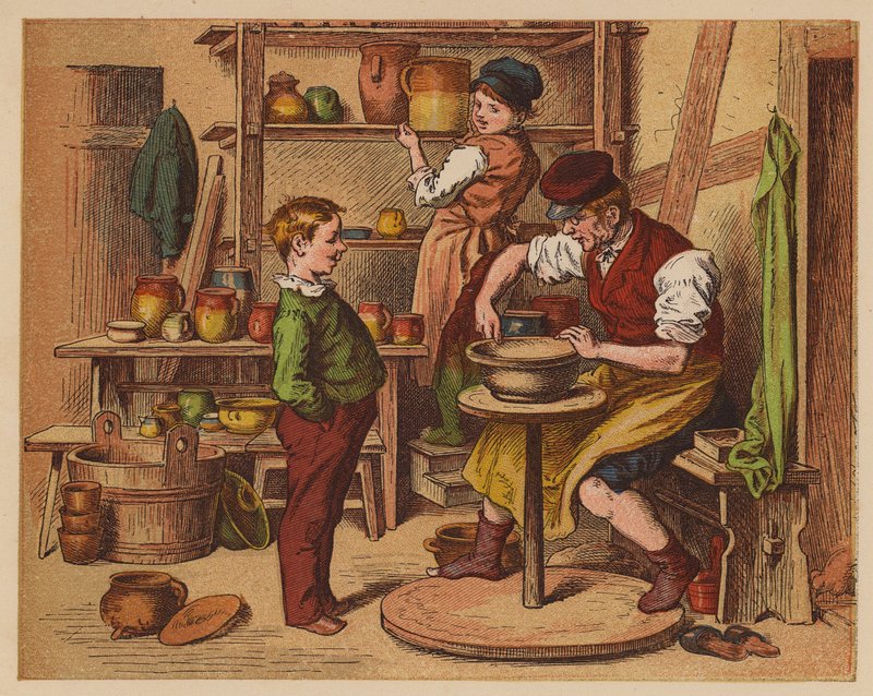 Alfarero (litografía en color) de Oskar Pletsch