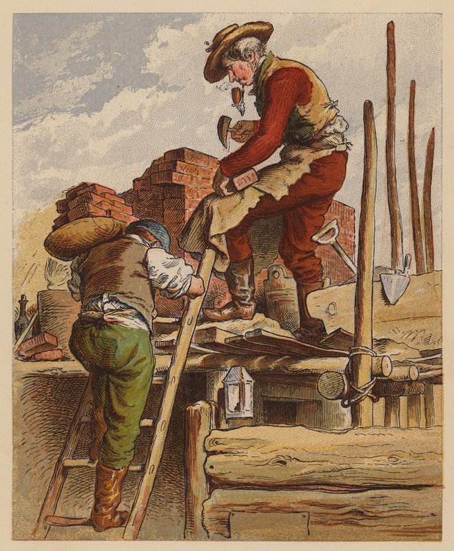 El constructor (litografía en color) de Oskar Pletsch
