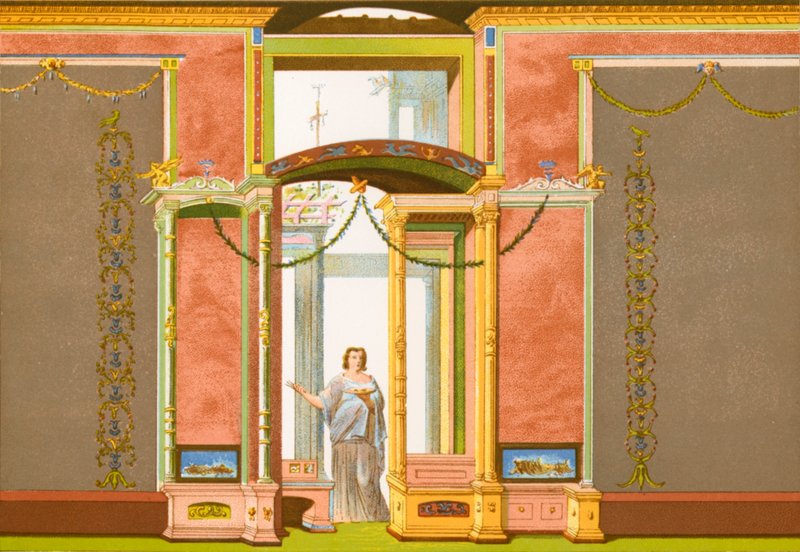 Decoración mural pompeyana de P. Sellier