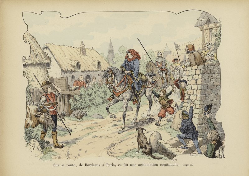 Bertrand du Guesclin, en ruta de Burdeos a París, recibiendo el continuo aplauso del pueblo de Paul de Semant
