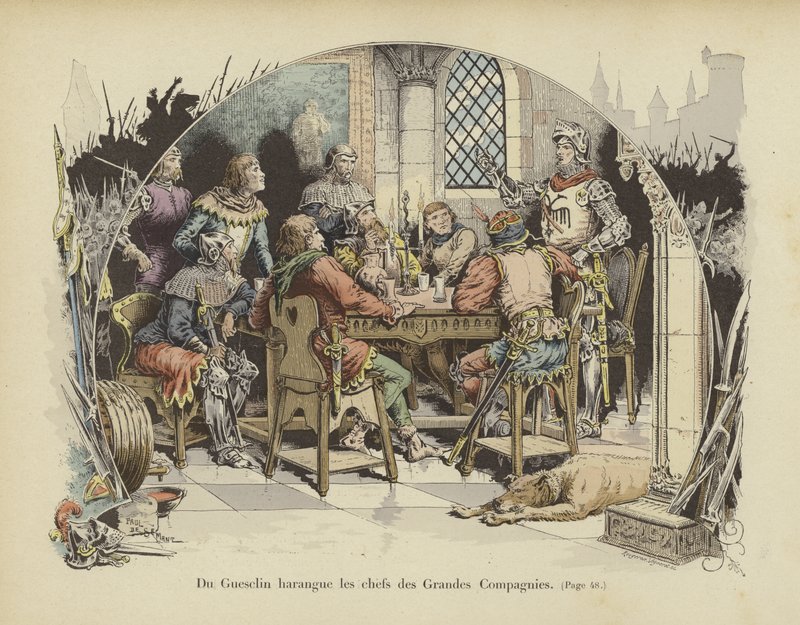 Bertrand du Guesclin arengando a los líderes de las Grandes Compañías de Paul de Semant