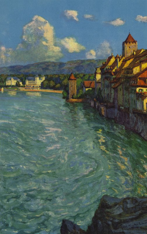 Balnearios suizos: Rheinfelden (litografía en color) de Paul Kutscha