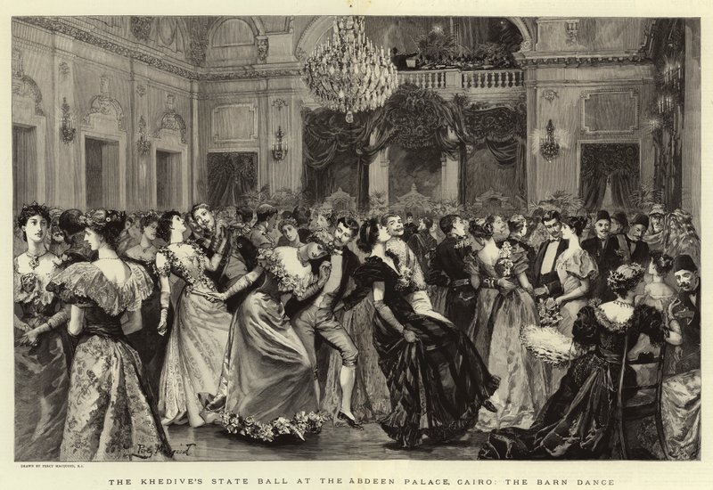El Baile de Estado del Jedive en el Palacio Abdeen, El Cairo, el Baile de Granero de Percy Macquoid