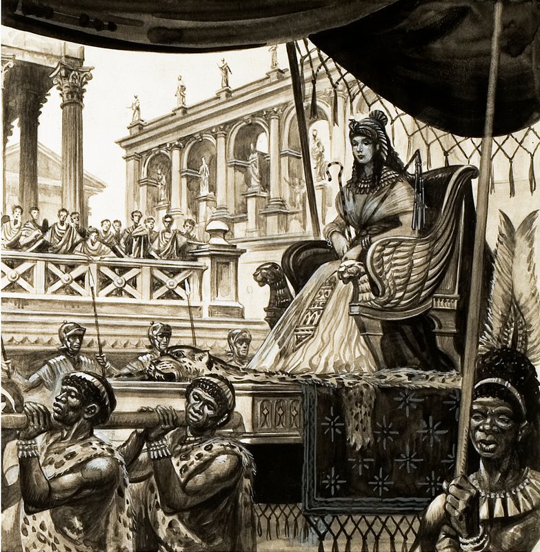Cleopatra siendo llevada en una litera de Peter Jackson