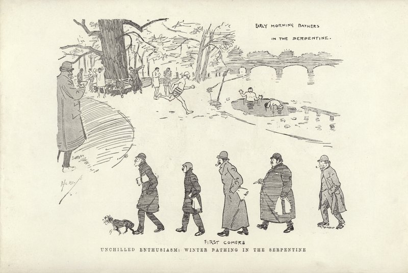 Entusiasmo sin enfriar, baño de invierno en el Serpentine de Phil May