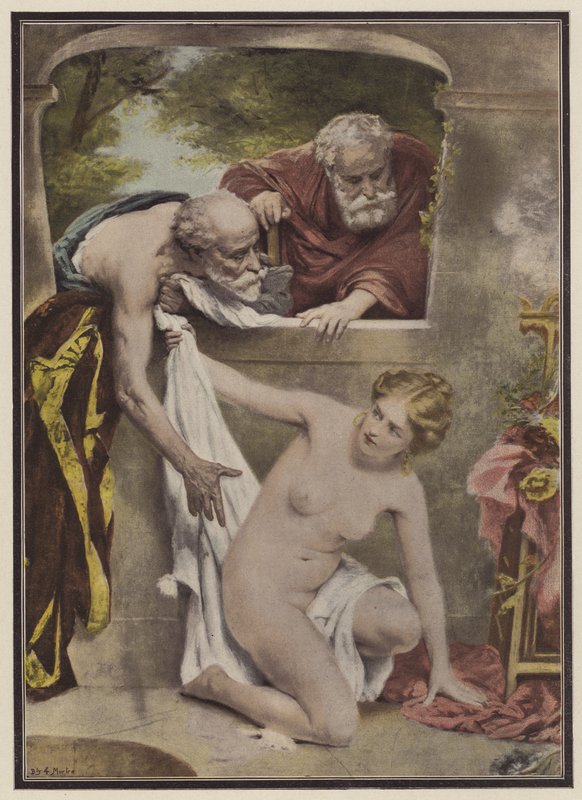 Susanna y las ancianas (color litho) de Philippe Felix Dupuis