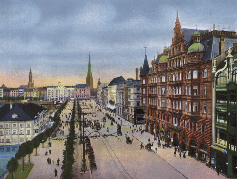Hamburgo: Jungfernstieg con Alsterdamm de Photographer German