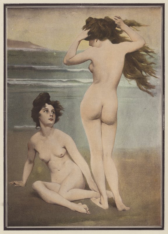 Mujeres bañándose (litografia de color) de Pierre Carrier Belleuse