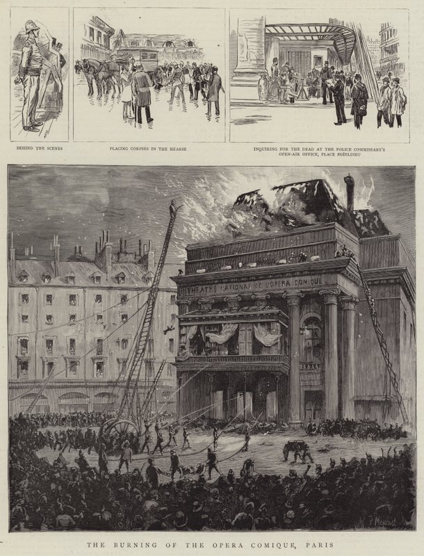 El incendio de la Ópera Cómica, París de Pierre Mejanel