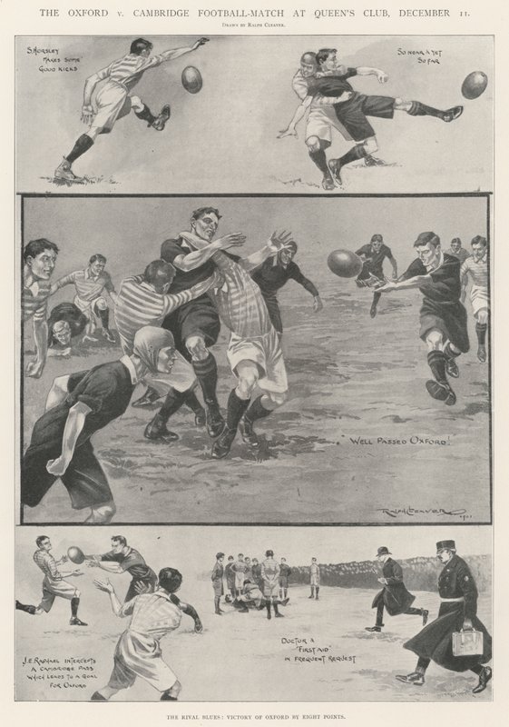 El partido de fútbol Oxford vs Cambridge en Queen