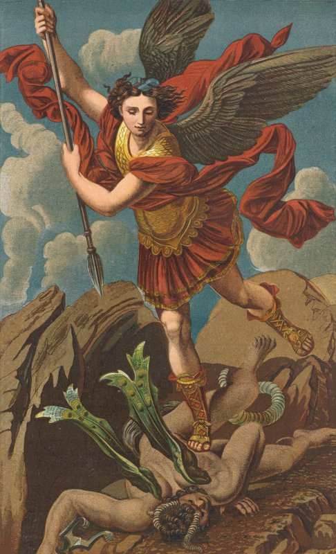 San Miguel venciendo a Satanás de after Raphael