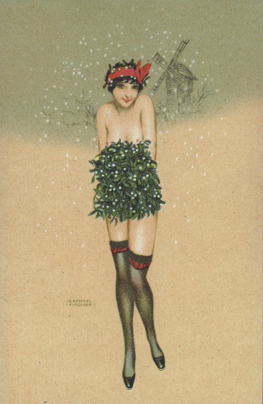 Niña llevando un ramo de muérdago de Raphael Kirchner