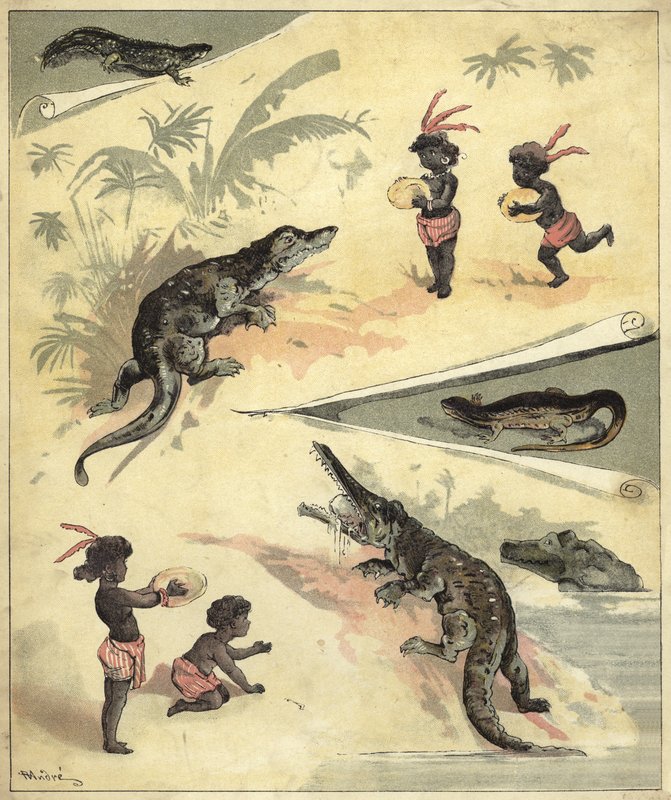 Niños africanos jugando con cocodrilos de Richard Andre