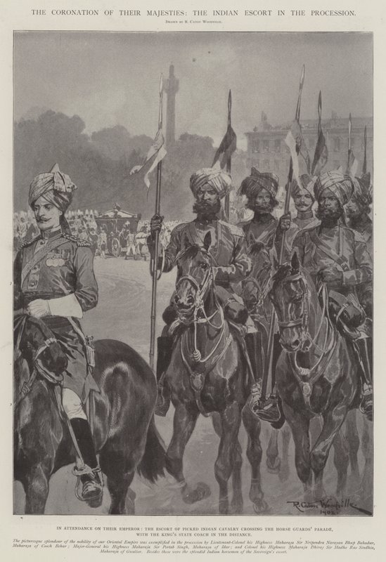 La Coronación de Sus Majestades, el Escolta Indio en la Procesión de Richard Caton Woodville junior