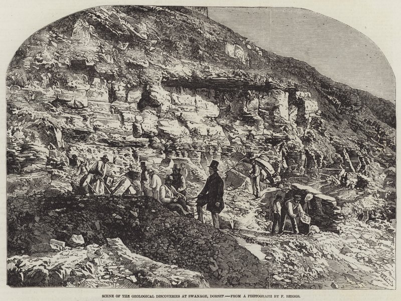 Escena de los Descubrimientos Geológicos en Swanage, Dorset de Richard Principal Leitch