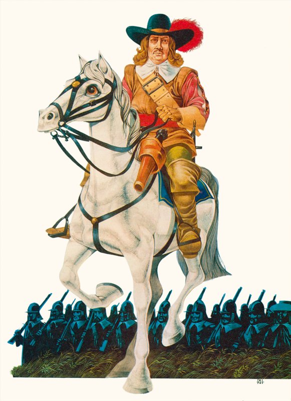 Oliver Cromwell (litografía en color) de Richard Hook