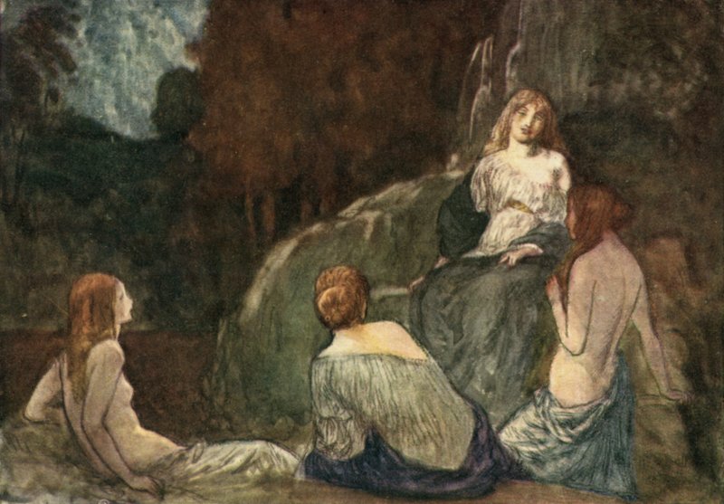 Donde el hacha ruda, con golpe levantado, nunca se escuchó para asustar a las ninfas de Robert Anning Bell
