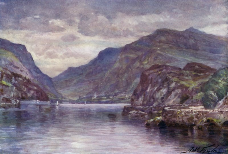 Snowdon desde el lago Llanberis de Robert (after) Fowler