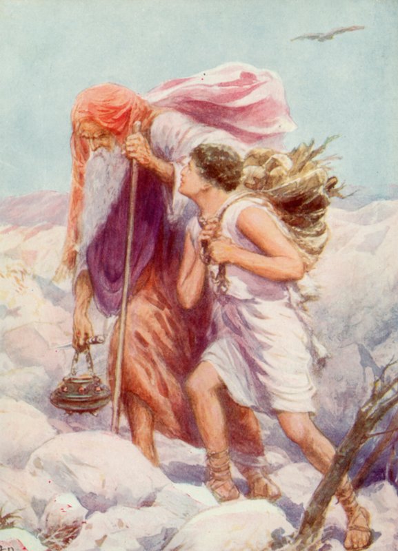 La obediencia de Abraham (litografía en color) de Robert Ambrose Dudley