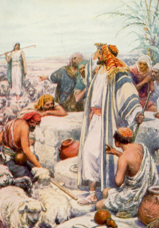 Jacob conociendo a Raquel (litografía en color) de Robert Ambrose Dudley