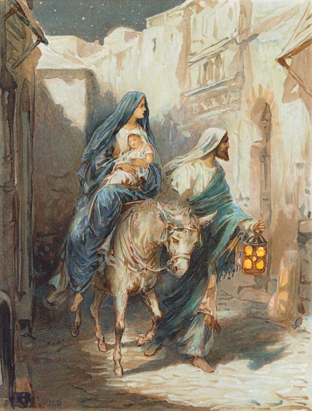 La huida a Egipto (litografía en color) de Robert Ambrose Dudley