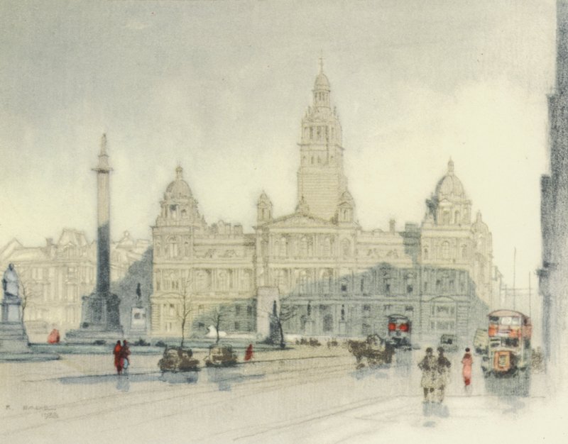 Glasgow: The City Chambers (litografía en color) de Robert Eadie