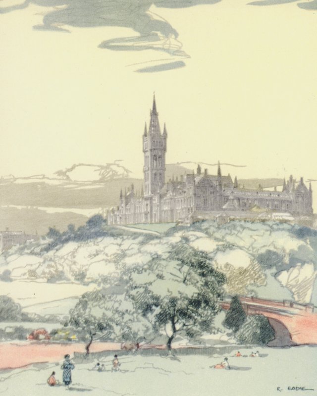 Glasgow: The University (litografía en color) de Robert Eadie