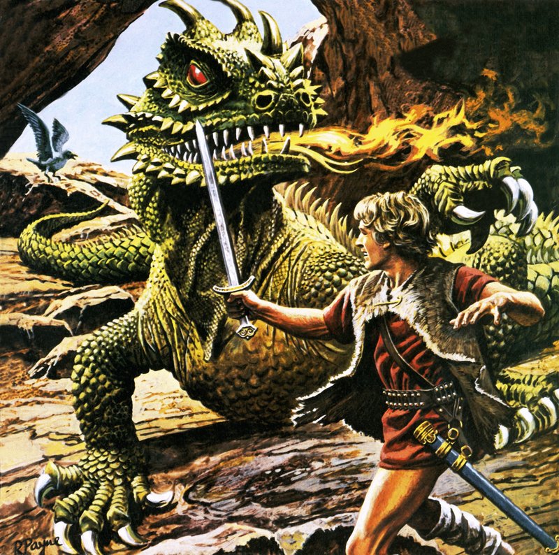 La batalla de Sigfrido con el dragón de Roger Payne