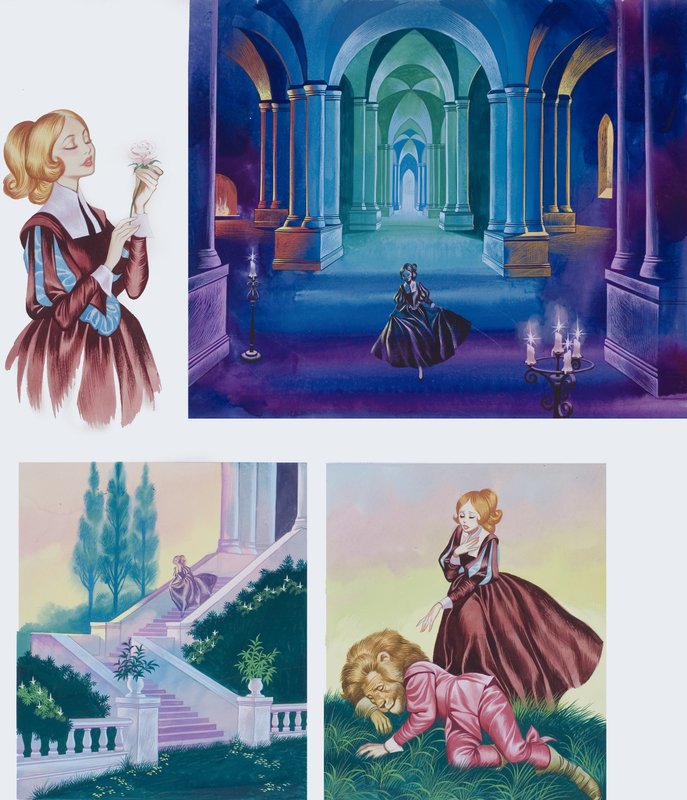 Ilustraciones para La Bella y la Bestia de Ron Embleton