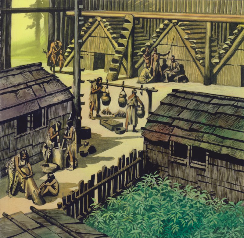 Campamento indio (gouache sobre papel) de Ron Embleton