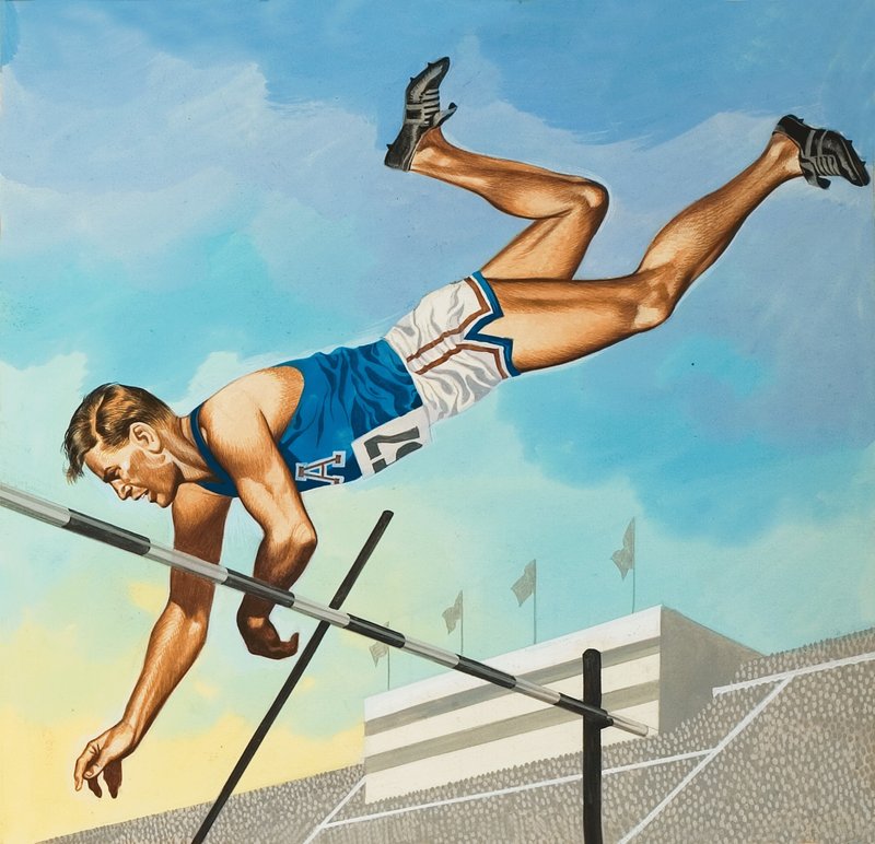 Salto con pértiga de Ron Embleton