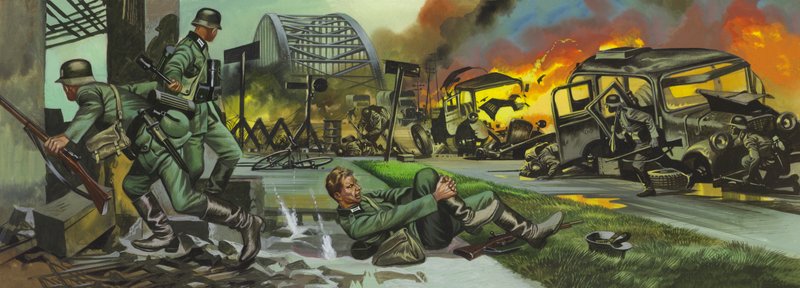 La batalla de Arnhem (gouache sobre papel) de Ron Embleton