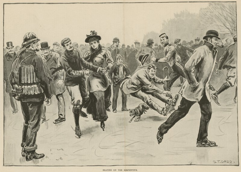 Patinando en la Serpentine (grabado) de S. T. Dadd