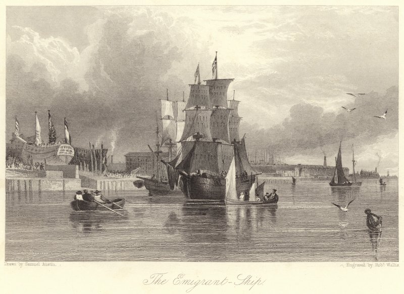 El Emigrante, Barco (grabado) de Samuel (after) Austin