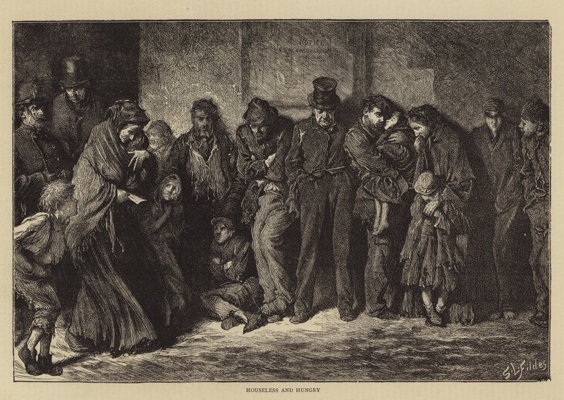 Sin hogar y hambriento de Samuel Luke Fildes