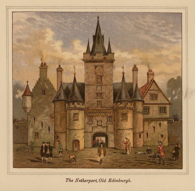 The Netherport, Old Edinburgh (litografía en color) de Scottish School