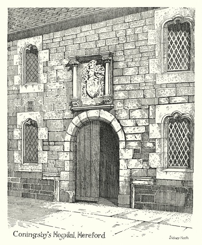 Hospital de Coningsby, Hereford (grabado) de Sidney Heath