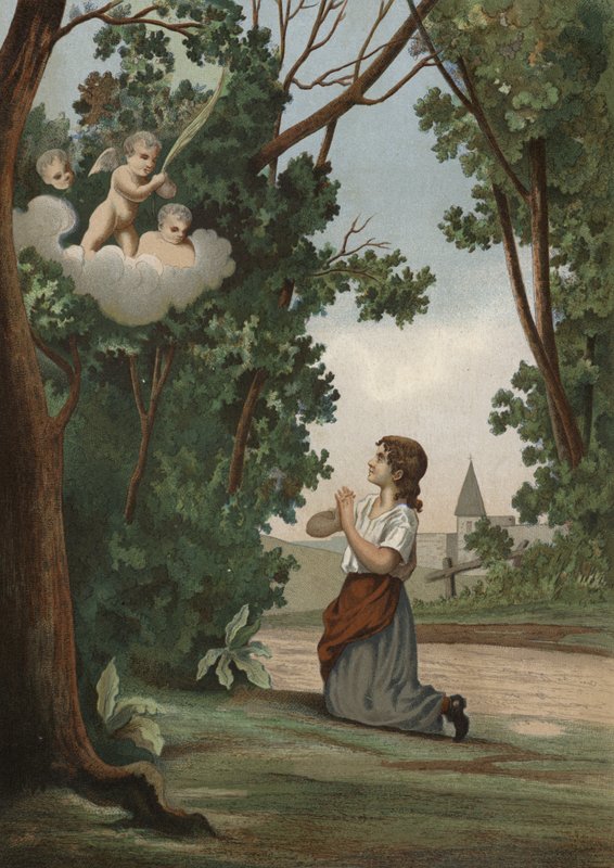 Juana de Arco ve una visión en el bosque de Spanish School